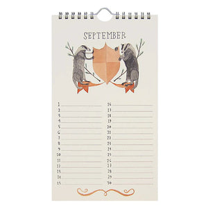 Animal Crest Birthday Calendar