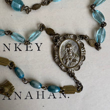 Load image into Gallery viewer, Antique French Sky Blue Glass Rosary c1900-1920
