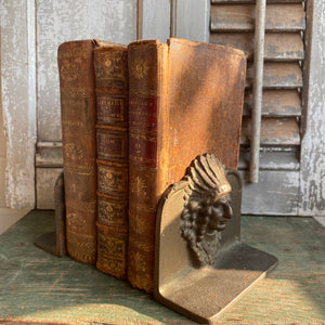 Antique Pair of Cast Iron Indian Chief Bookends