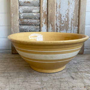 Antique Yellowware Farmhouse Mixing Bowl 10-3/4”