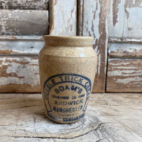 Antique Boam’s Double Thick Cream Advertising Pot Crock