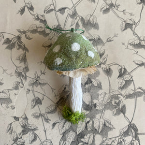 Handmade Spun Cotton Mushroom Ornaments - Green by Karat + Clover in Toronto