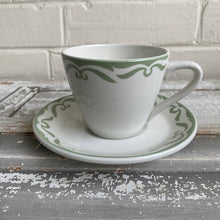 Load image into Gallery viewer, Vintage Pale Green and White Restaurantware Cup and Saucer
