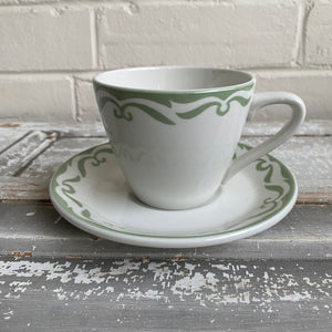 Vintage Pale Green and White Restaurantware Cup and Saucer