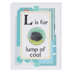 L is for Lump of Coal Button Card - Sale!