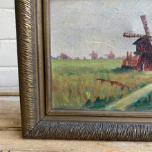 Load image into Gallery viewer, Vintage Oil on Canvas of Windmill and Landscape c1930
