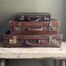 Load image into Gallery viewer, Vintage Hudson’s Bay Company Leather Luggage Set
