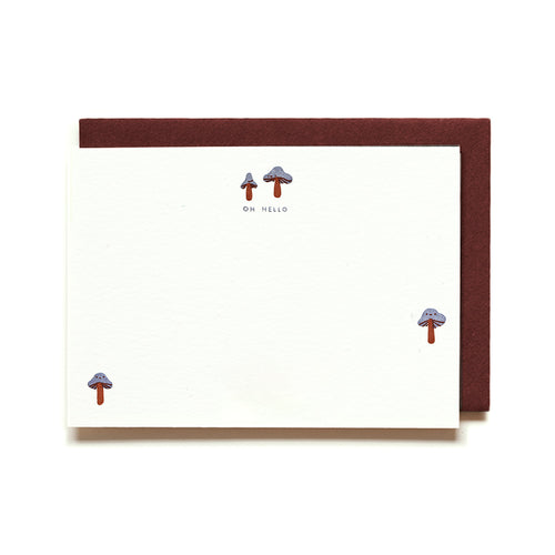 Oh Hello Mushroom Letterpress Notecard Box/9 by Homework Letterpress Studio
