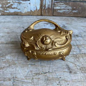 Antique Gilt Spelter Jewel Box with Roses