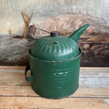 Load image into Gallery viewer, Vintage Green Metal Oil Can with Wooden Handle
