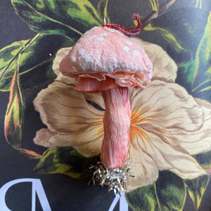 Handmade Spun Cotton Mushrooms Red + Pink