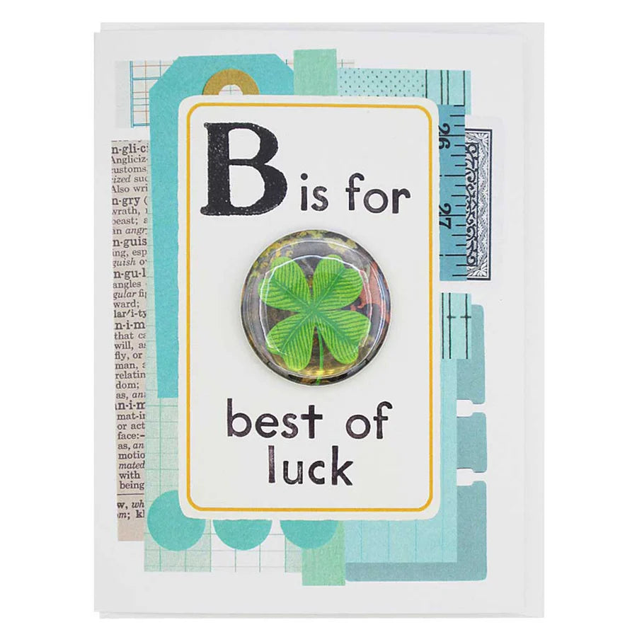 Best of Luck Button Card made in Vancouver BC by Regional Assembly of Text