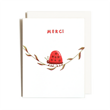 Load image into Gallery viewer, Merci Ladybug Greeting Card By Homework Letterpress made in Edmonton Alberta
