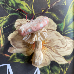 Handmade Spun Cotton Mushrooms Red + Pink