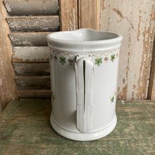 Load image into Gallery viewer, Antique Ironstone Pitcher - Flowers and Green Leaves  6&quot;h
