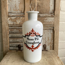 Load image into Gallery viewer, Antique Pharmacy Milk Glass Bottle - Masa Pil. Cinoglosa
