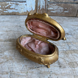 Antique Gilt Spelter Jewel Box with Roses
