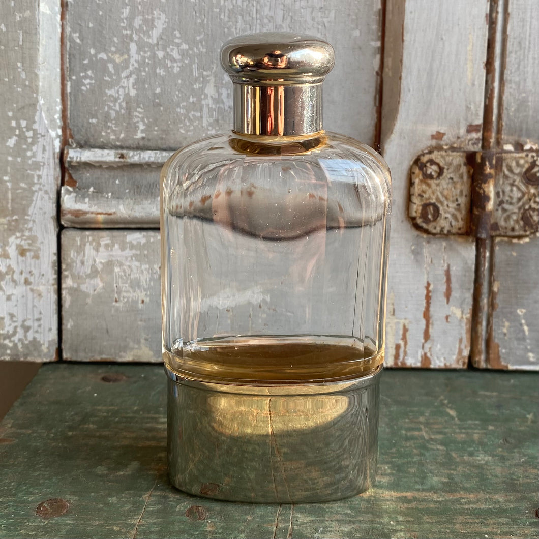 Vintage Silverplated and Glass Flask