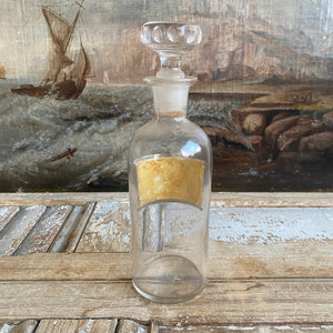 Antique Glass Pharmacy Bottle with Reverse Glass Label - Ol. Sassaf.