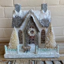 Load image into Gallery viewer, Cream Papier-Mâché House with Sheep
