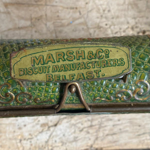 Rare 19th Century Metal Biscuit Tin from Marsh & Co. Biscuit Manufacturers, Belfast Ireland