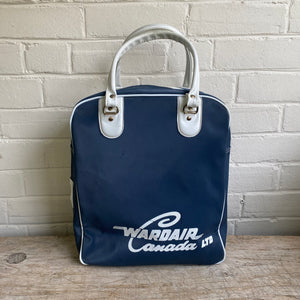 Vintage Blue Vinyl Wardair Travel Bag c1960