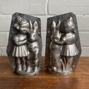 Antique German Girl and Rabbit Chocolate Mold #19