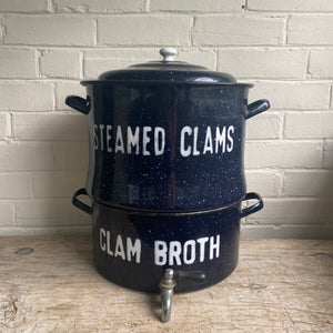 Vintage Enamel Clambroth Pot with Spigot
