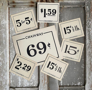Vintage Chainway Price Signs