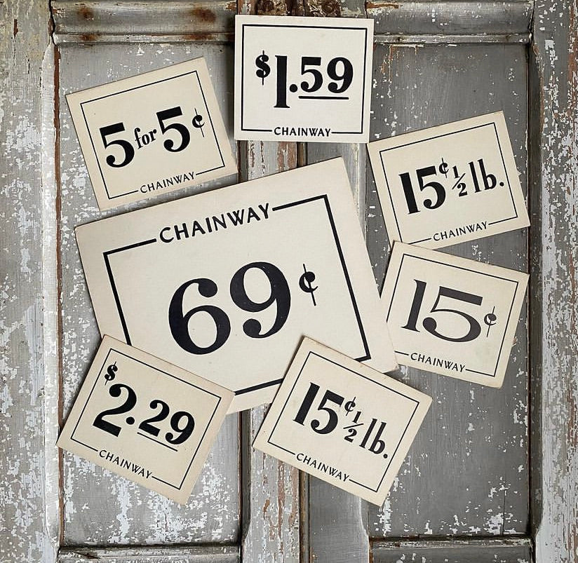 Vintage Chainway Price Signs