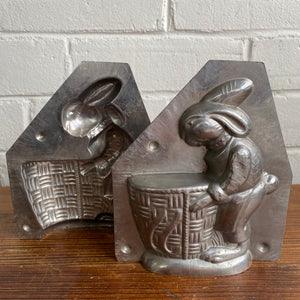 Antique Standing Rabbit Holding Basket Mold #9 Made in Germany 6-1/4”h