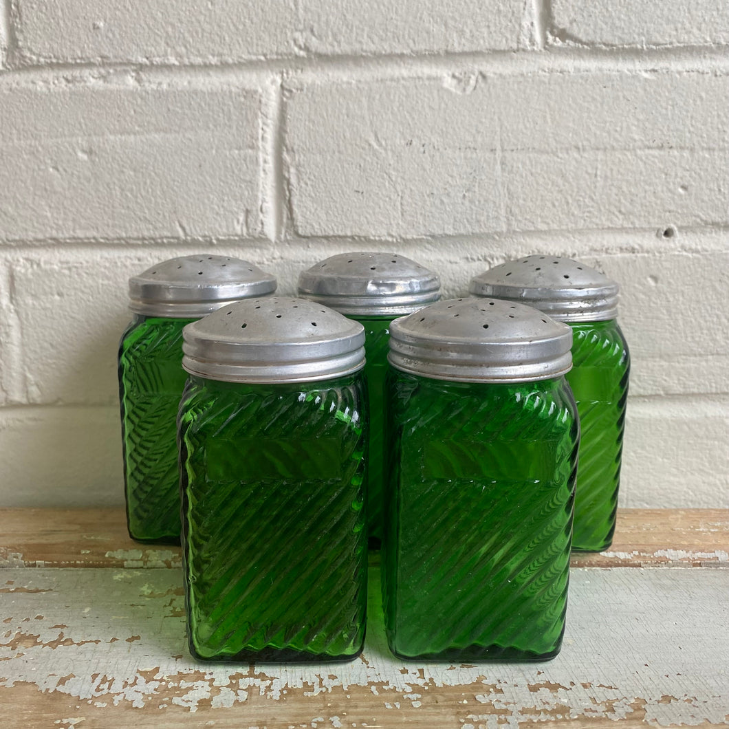 Vintage Green Owens Illinois Glass Shaker Bottle