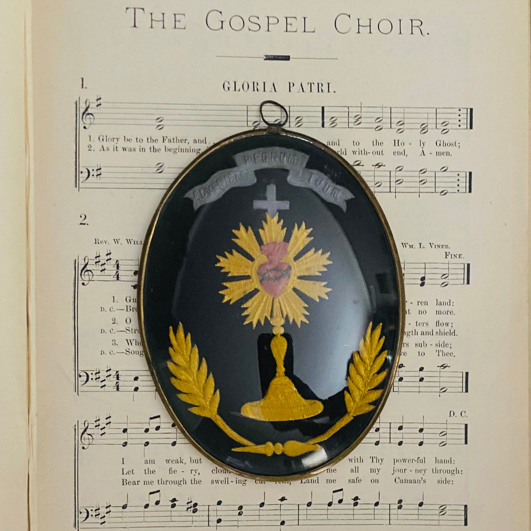 Antique Sacred Heart Ex Voto Plaque