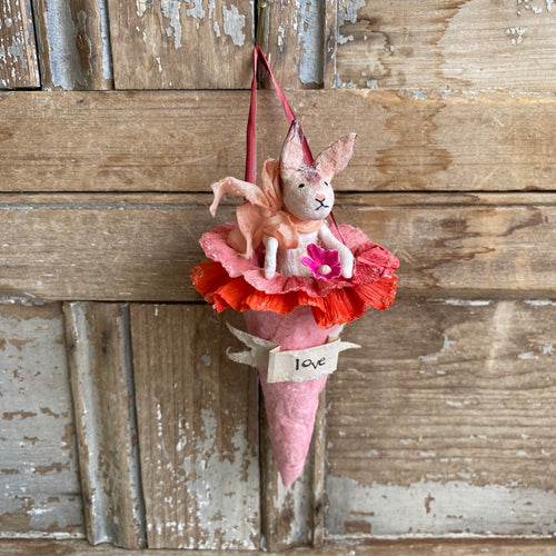 Handmade Spun Cotton Bunnies in Cones by Karat and Clover Company in Toronto