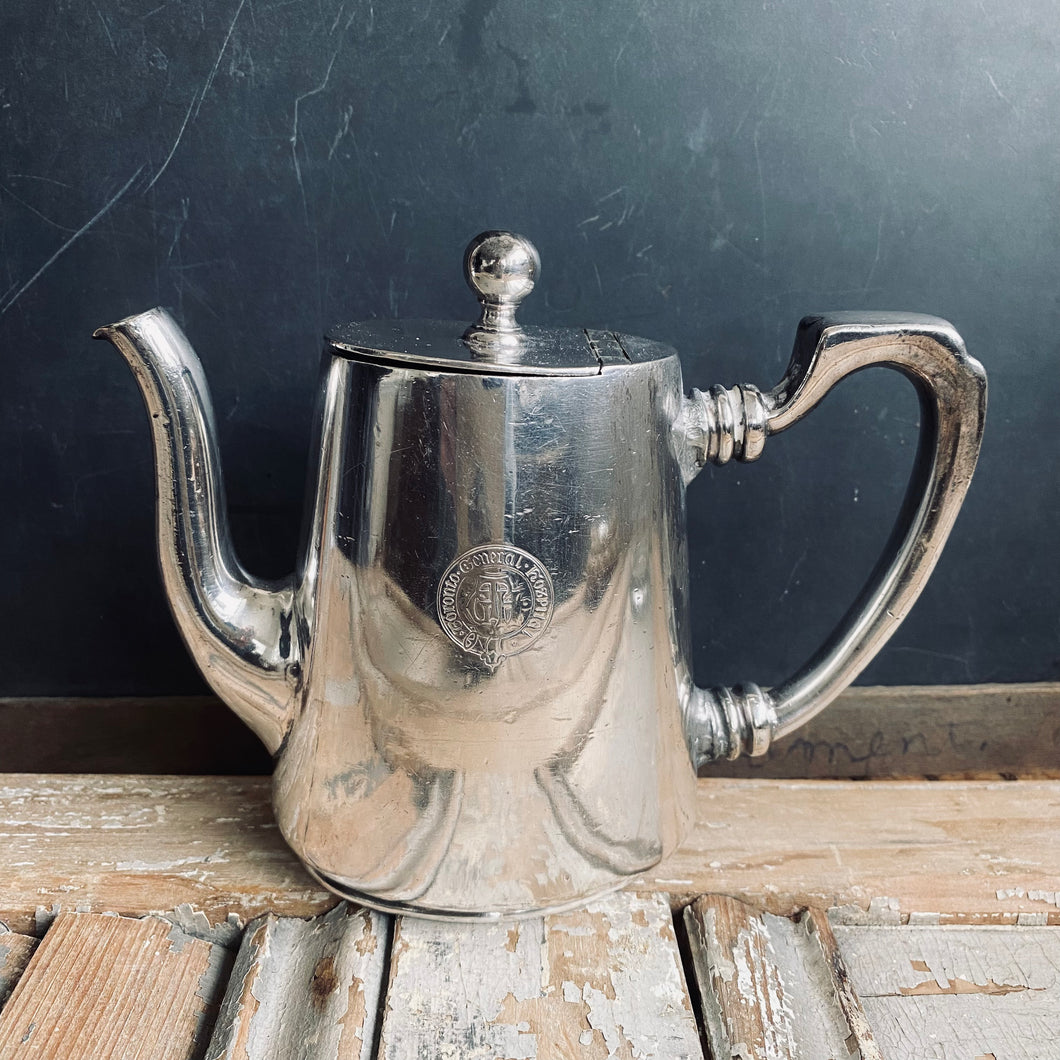 Antique Silverplated Hot Water Pot- Toronto General Hospital