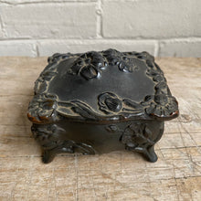 Load image into Gallery viewer, Antique Victorian Spelter Jewel Box with Pink Lining
