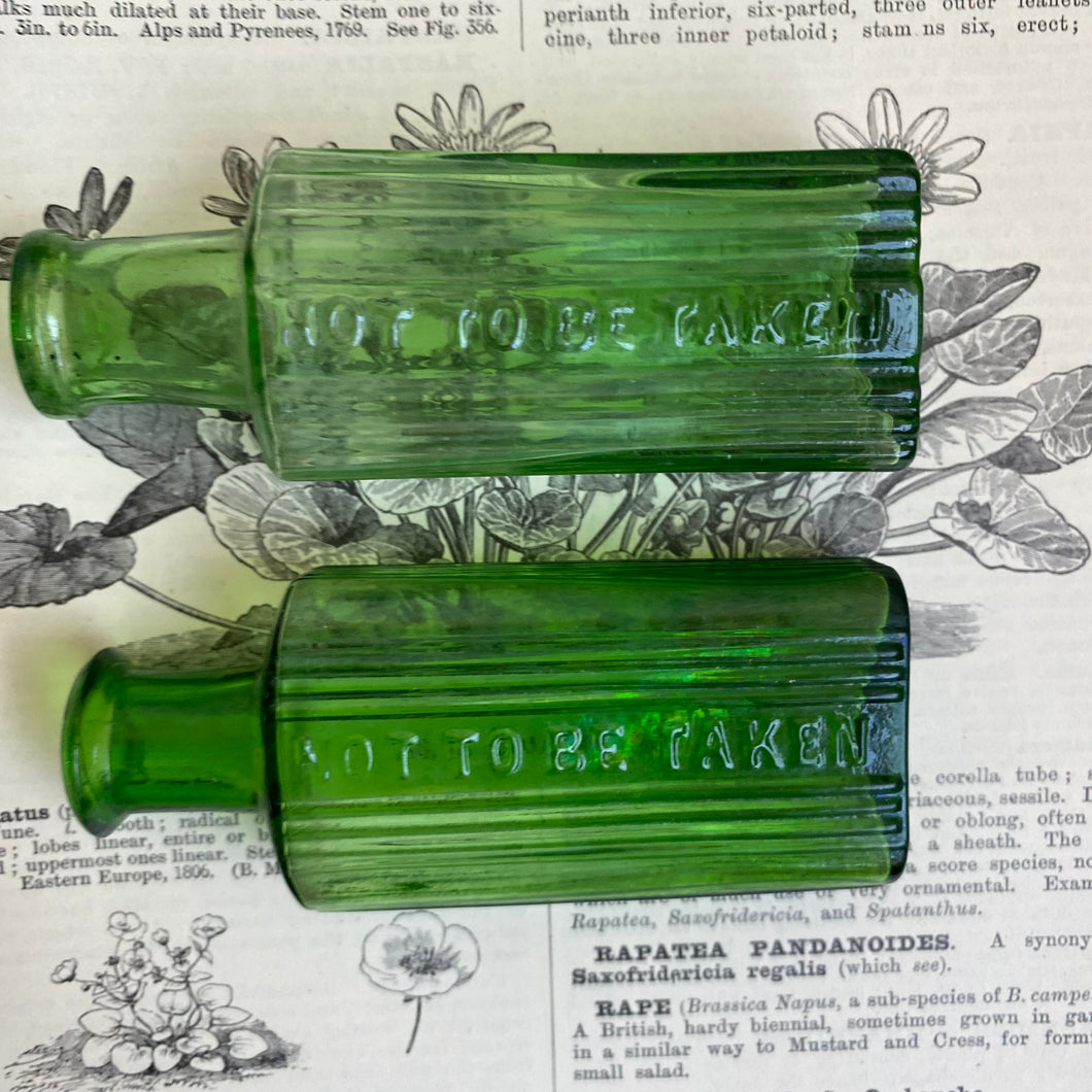 Antique Green Glass Poison Bottles