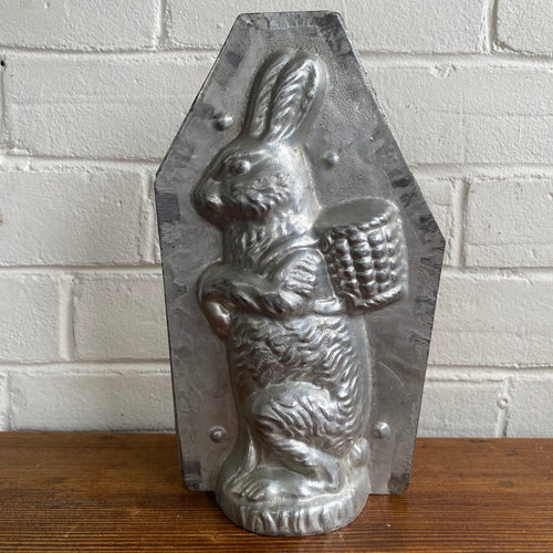 Antique Medium Standing Rabbit with Basket Mold 10-1/4”h