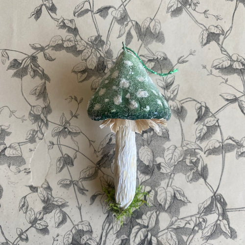 Handmade Spun Cotton Mushroom Ornaments - Green by Karat + Clover in Toronto