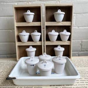 Vintage Porcelain Crucibles with Lids