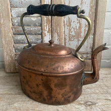 Load image into Gallery viewer, Antique Oval Copper Teapot with Wood Handle
