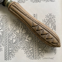 Load image into Gallery viewer, Antique Carved Wood Bread Knife with Wheat Sheaf Handle - England

