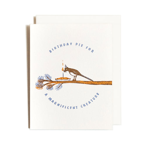 Birthday Magpie Letterpress Card
