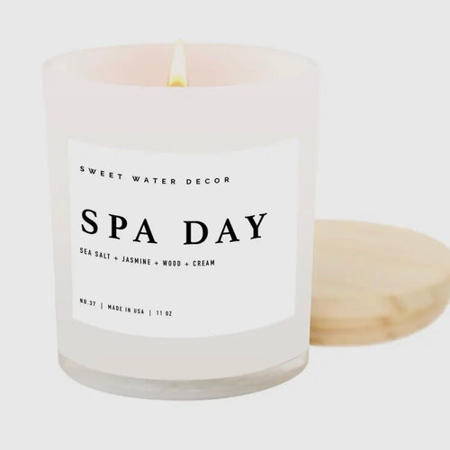 Spa Day Candle 11oz by Sweet Water Decor Made in the USA 50hr Burn Time Soy Wax Cotton Wick