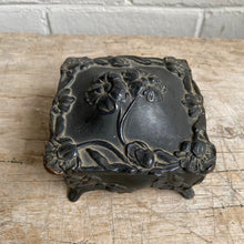 Load image into Gallery viewer, Antique Victorian Spelter Jewel Box with Pink Lining
