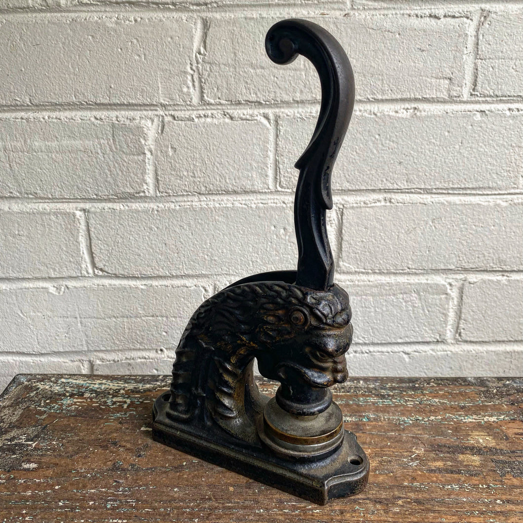 Antique Cast Iron Lionhead Embosser Seal - IOOF
