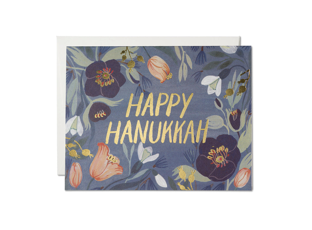 Hanukkah Flowers Greeting Card by Red Cap Cards