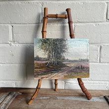 Load image into Gallery viewer, Small Vintage Oil on Board - Birch Trees on the Heath 5” x 7”
