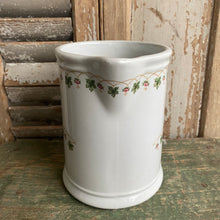 Load image into Gallery viewer, Antique Ironstone Pitcher - Flowers and Green Leaves  6&quot;h
