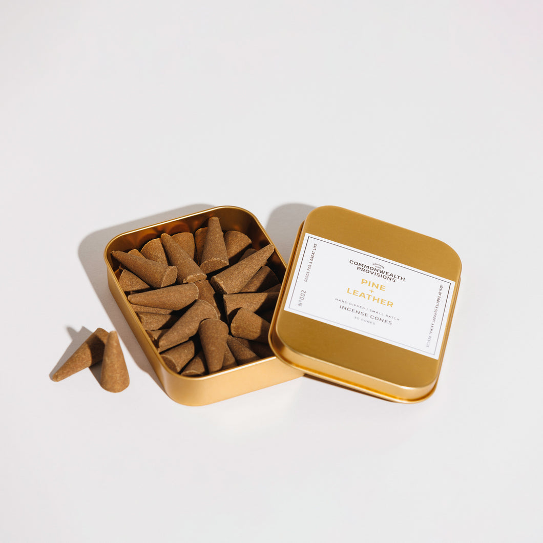 Pine + Leather Incense Cones by Commonwealth Provisions